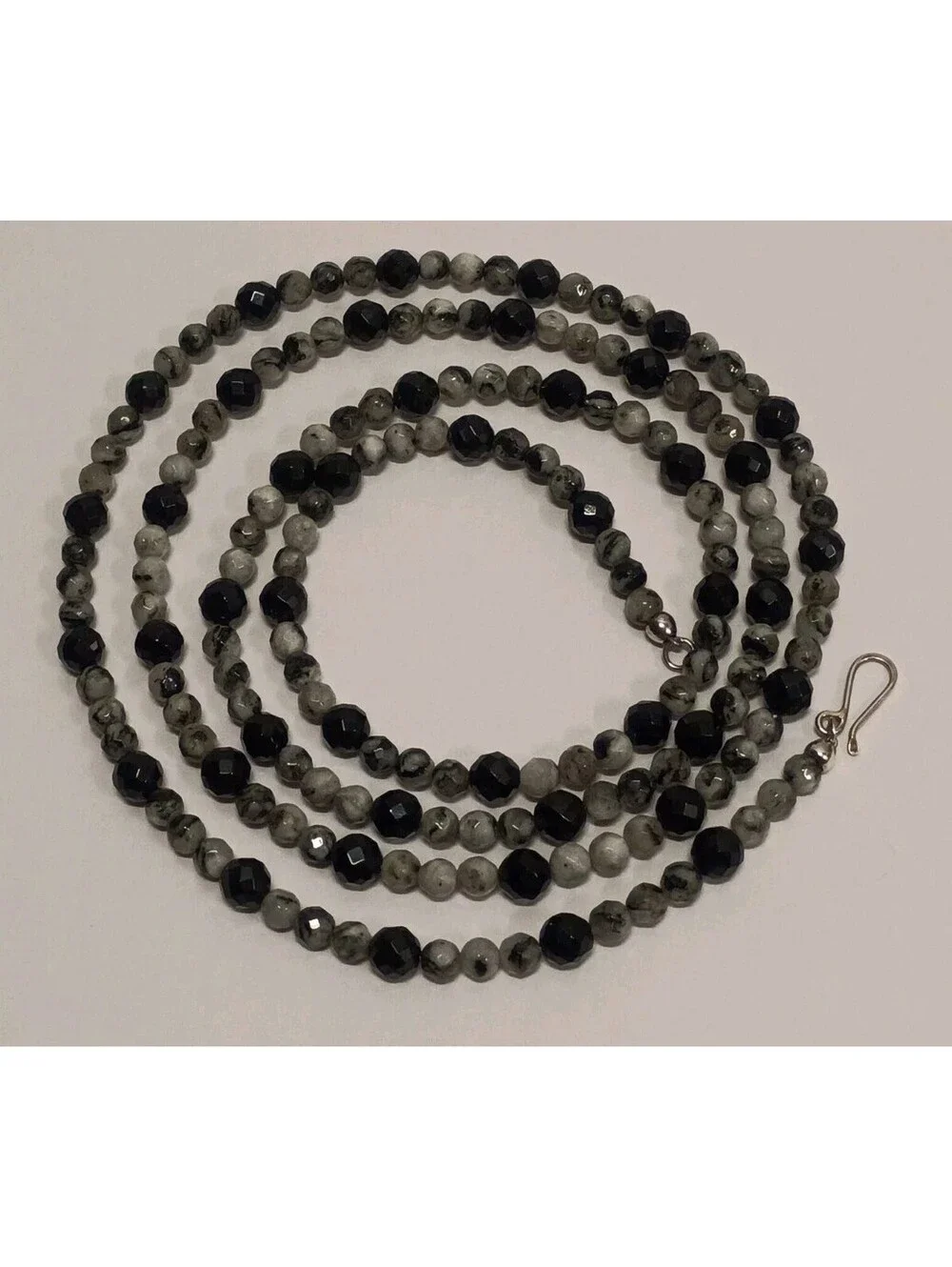 925 Sterling Silver Jay King Desert Rose Necklace Black Onyx & Zebra Agate 48